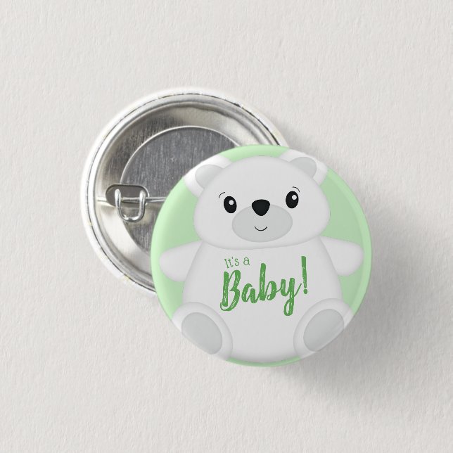 Polar Bear Baby Shower 3 Cm Round Badge (Front & Back)