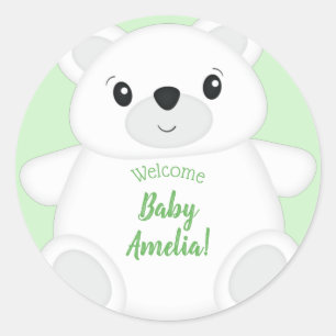 Polar Bear Baby Shower Classic Round Sticker
