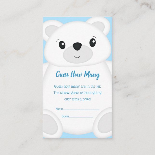 Polar Bear Baby Shower Enclosure Card (Front)