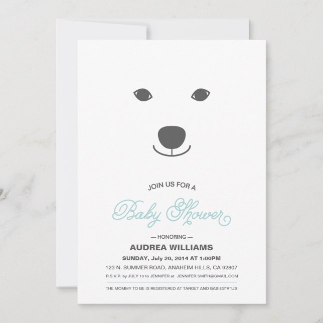 Polar Bear Baby Shower Invitation (Front)