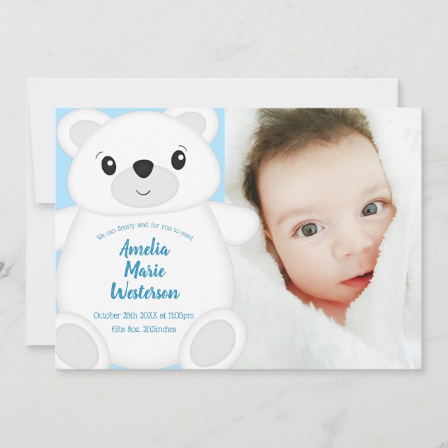 Polar Bear Baby Shower Invitation (Front)