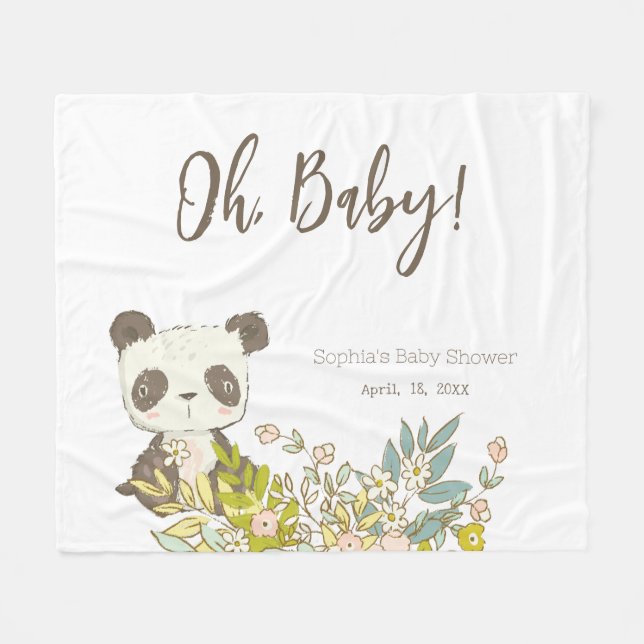 Polar Bear Baby Shower Panda Fleece Blanket (Front (Horizontal))