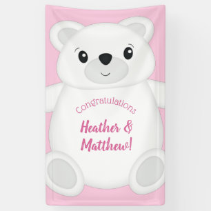 Polar Bear Baby Shower Pink Banner