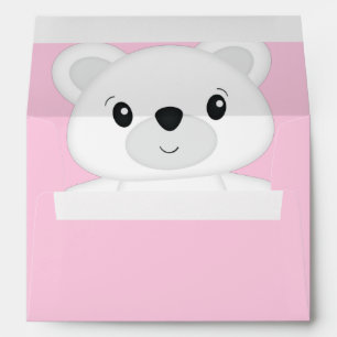Polar Bear Baby Shower Pink Envelope