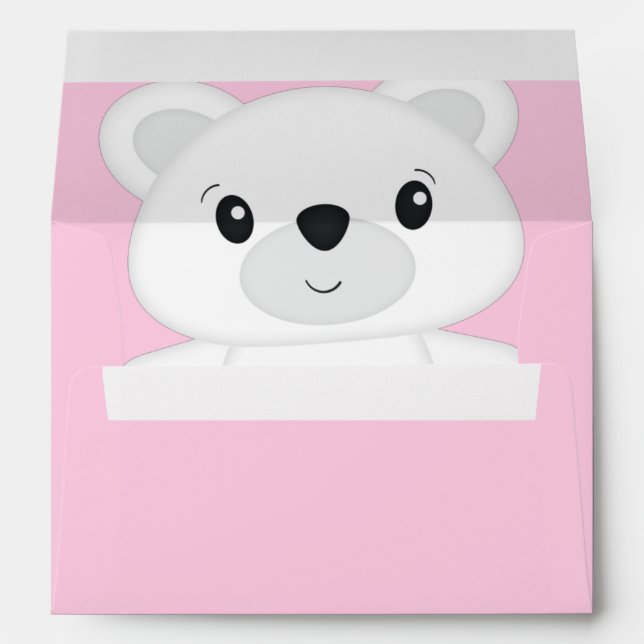 Polar Bear Baby Shower Pink Envelope (Back (Bottom))