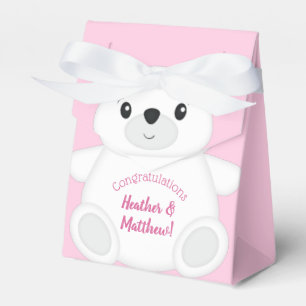 Polar Bear Baby Shower Pink Favour Box