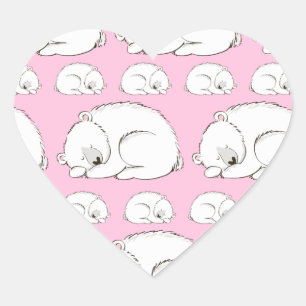 Polar Bear Baby Shower Pink Girl Heart Sticker