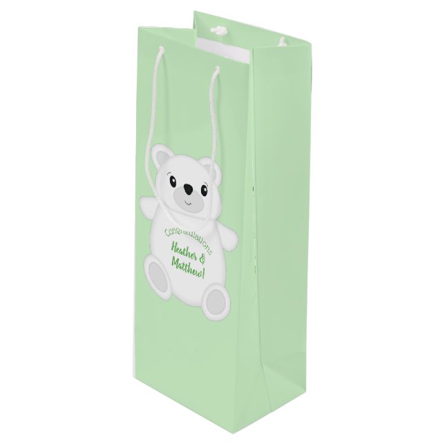 Polar Bear Baby Shower Wine Gift Bag (Front Angled)