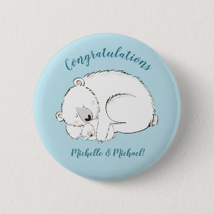 Polar Bear Baby Shower Winter Blue Boy 6 Cm Round Badge