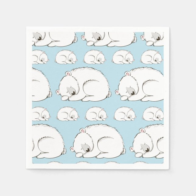 Polar Bear Baby Shower Winter Blue Boy Napkin (Front)