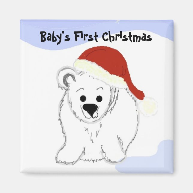 Polar Bear Baby's First Christmas Magnet (Front)