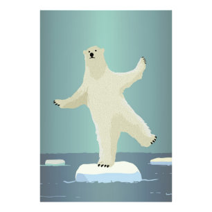 Polar Bear Balancing on Iceberg Artwork Photo Print