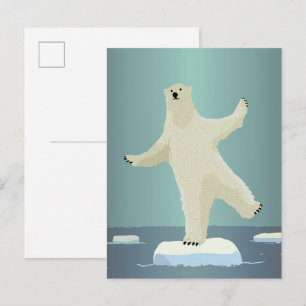 Polar Bear Balancing on Iceberg Artwork Postcard
