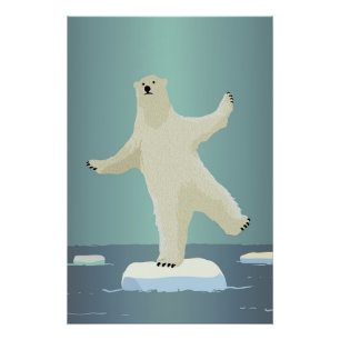 Polar Bear Balancing on Iceberg Artwork Poster