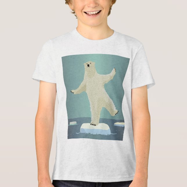 Polar Bear Balancing on Iceberg Artwork Tri-Blend Shirt (Front)