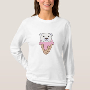 Polar Bear Bears Pink Ice Cream Waffle Cute T-Shirt