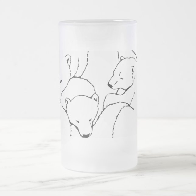 Polar Bear Beer Mug Glass Mother & Cubs Bear Mug (Center)