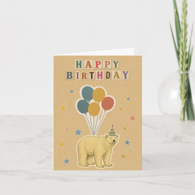 Polar Bear Birthday Card – Arctic Animal (Front)