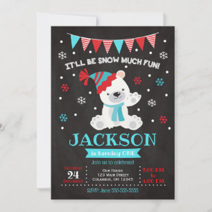 Polar Bear Birthday Invitation / Winter Birthday