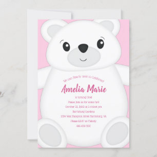 Polar Bear Birthday Party Pink Invitation