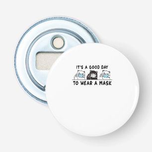 Polar Bear Black Bear Wearing Face Mask Cute Funny Bottle Opener