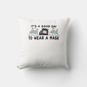 Polar Bear Black Bear Wearing Face Mask Cute Funny Cushion