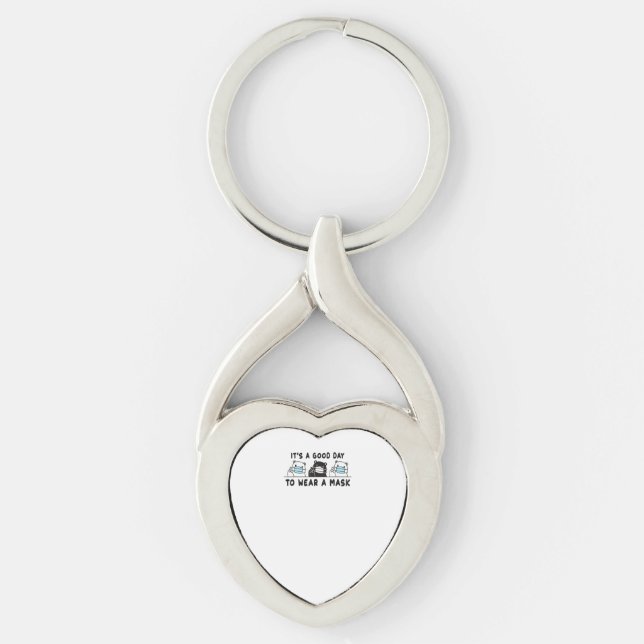 Polar Bear Black Bear Wearing Face Mask Cute Funny Key Ring (Front)