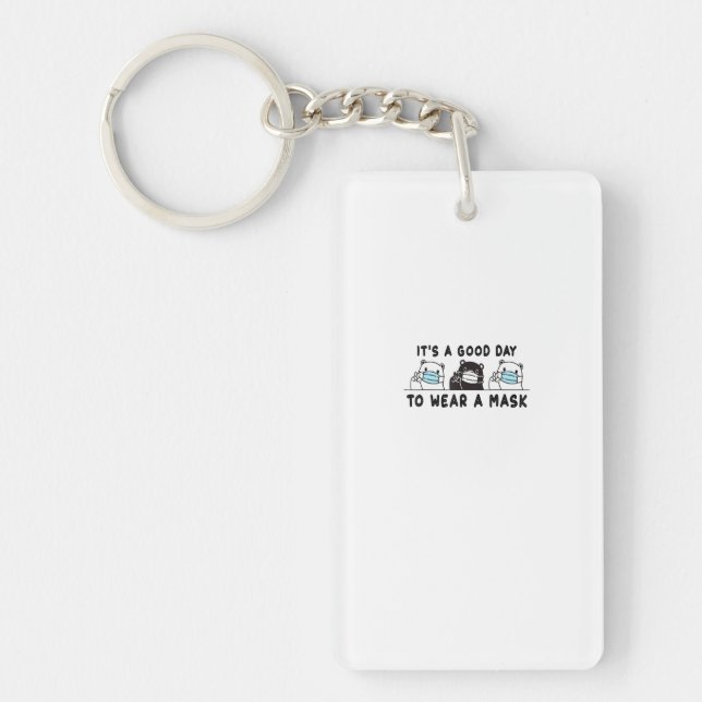 Polar Bear Black Bear Wearing Face Mask Cute Funny Key Ring (Front)