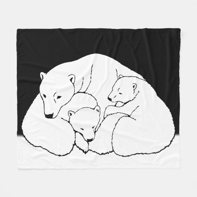 Polar Bear Blanket Mother & Twin Bear Cub Blankets (Front (Horizontal))