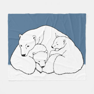 Polar Bear Blanket Mother & Twin Bear Cub Blankets