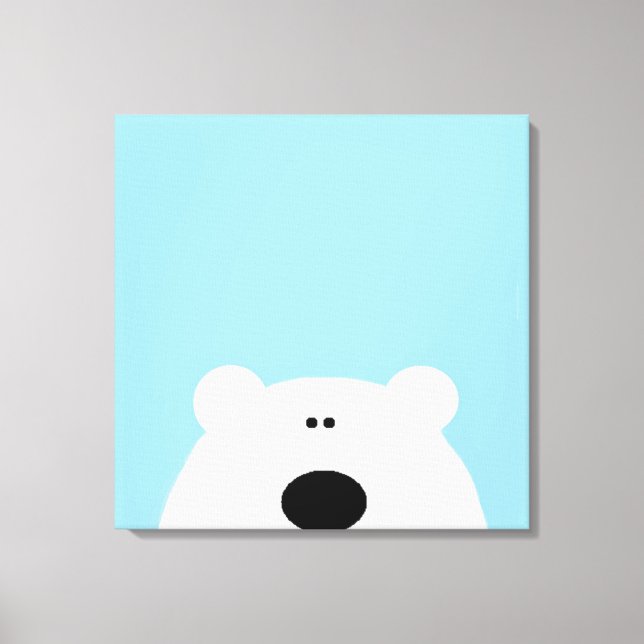 Polar Bear Blue Art Cartoon Canvas Print (Front)