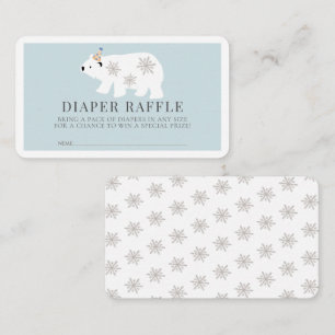 Polar Bear Blue Boy Diaper Raffle Ticket Enclosure Card