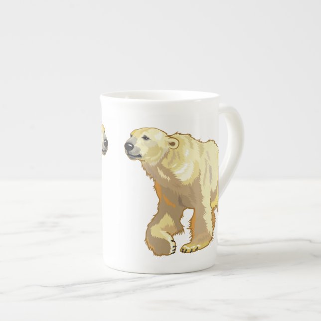 polar bear bone china mug (Front Right)