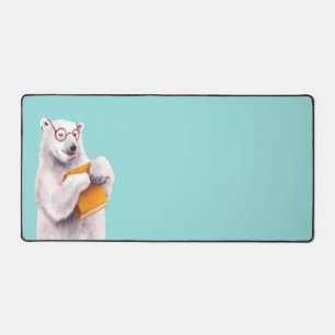 Polar Bear Book Lover Nerdy Desk Mat