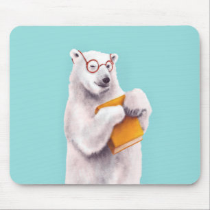 Polar Bear Book Lover Nerdy Mouse Pad