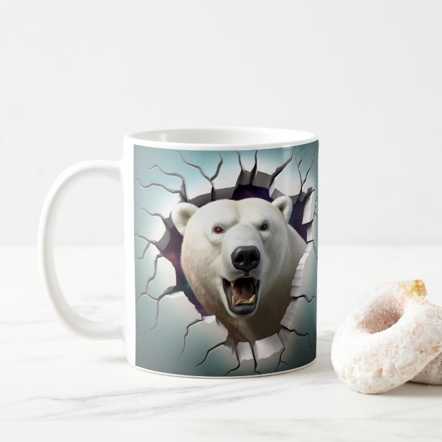 Polar Bear Breaking Out Coffee, Tea, Cocoa Mug (With Donut)
