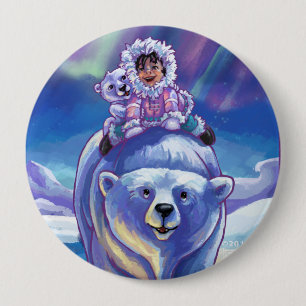 Polar Bear Bus 10 Cm Round Badge