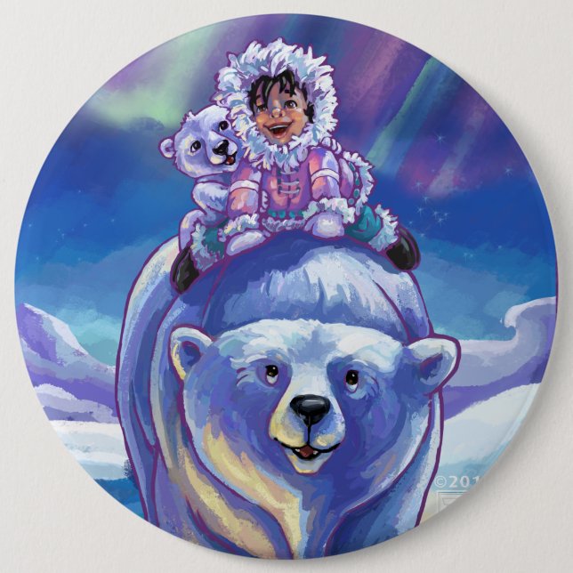 Polar Bear Bus 6 Cm Round Badge (Front)