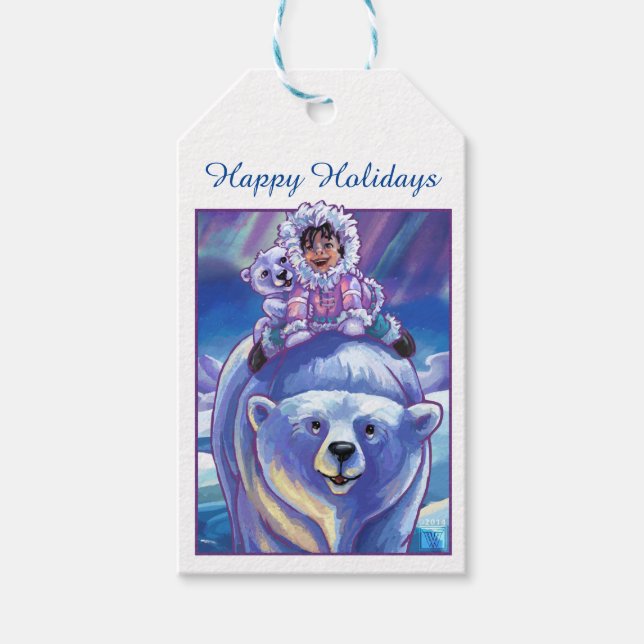 Polar Bear Bus Art Gift Tags (Front)