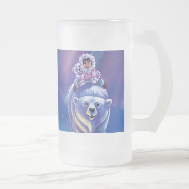 Polar Bear Bus Frosted Glass Beer Mug (Right)