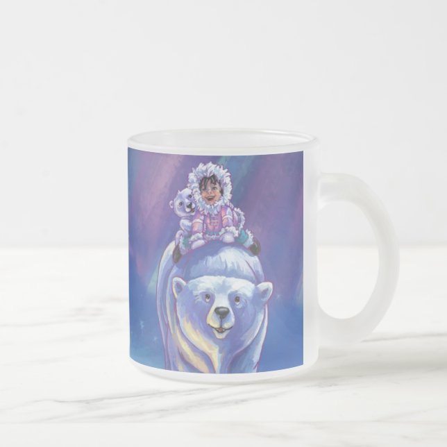 Polar Bear Bus Frosted Glass Coffee Mug (Right)