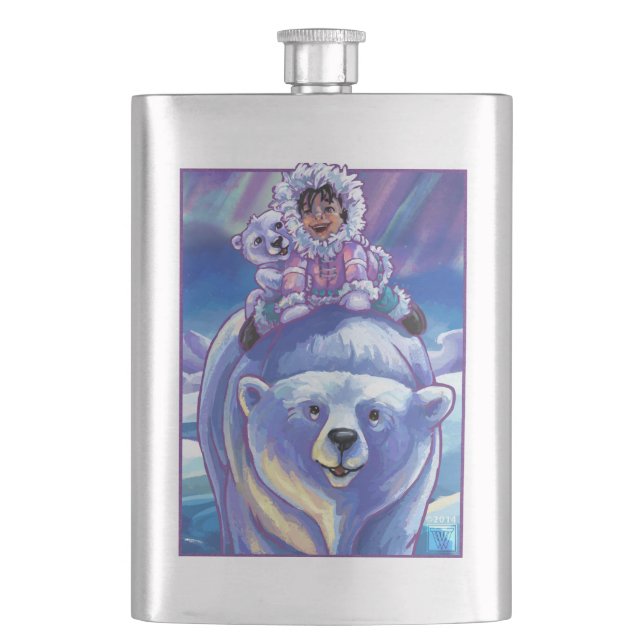 Polar Bear Bus Hip Flask (Front)