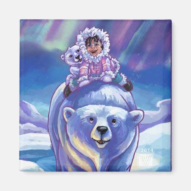 Polar Bear Bus Magnet (Front)