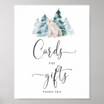 Polar bear cards and gifts poster<br><div class="desc">Polar bear watercolor Cards and gifts sign. 
Matching items available.</div>