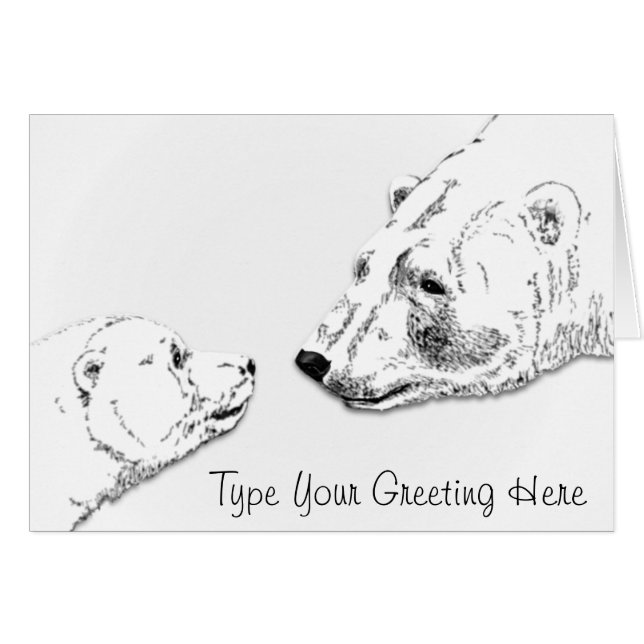 Polar Bear Cards Personalised Bear Art Card (Front Horizontal)
