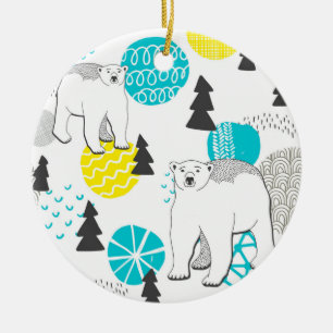 Polar bear ceramic tree decoration