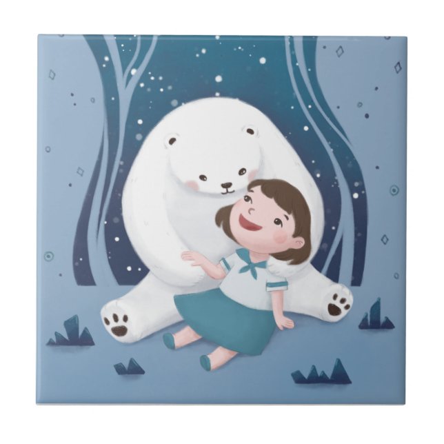 Polar Bear & Child Illustration Tile (Front)