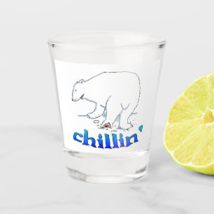 Polar Bear Chill white shot glass