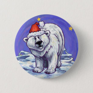 Polar Bear Christmas 6 Cm Round Badge