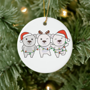 Polar Bear Christmas Animals Cute Polar Bear Ceram Ceramic Tree Decoration